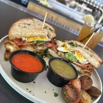 Outpost Kitchen - Fried Chicken Sandwich with homemade hot sauces - Breakfast & Brunch Near Me - Costa Mesa, California Outpost Kitchen - Fried Chicken Sandwich with homemade hot sauces - Breakfast & Brunch Near Me - Costa Mesa, California