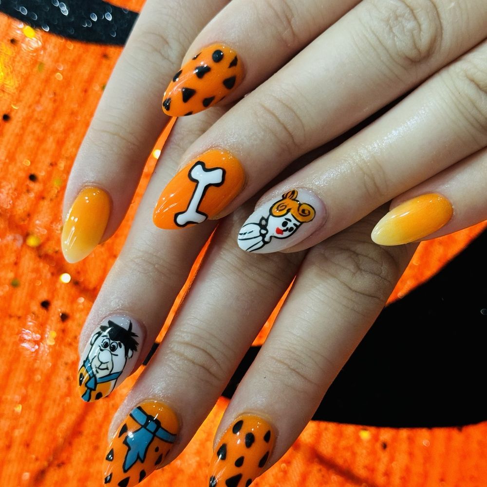Flintstone Themed Halloween Nails Flintstone Themed Halloween Nails