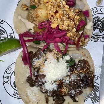 Xaco Taco - Top: Coliflor Frita Bottom: Carne Asada - Mexican Near Me - Providence, Rhode Island Xaco Taco - Top: Coliflor Frita Bottom: Carne Asada - Mexican Near Me - Providence, Rhode Island