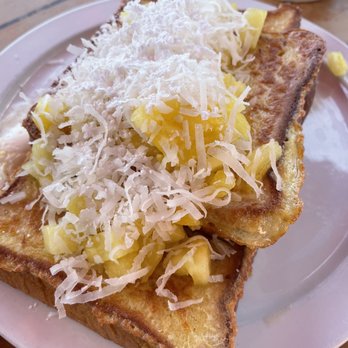 Kihei Caffe - Pineapple coconut French toast. Very good! - Hawaiian Near Me - Kihei, Hawaii