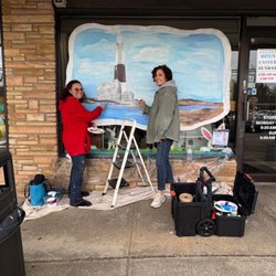 Art365ny - Window painting in East Northport- Bagel Port