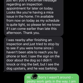 Terminix - Screenshot of texts with tech - Pest Control Near Me - Sterling, Virginia Terminix - Screenshot of texts with tech - Pest Control Near Me - Sterling, Virginia