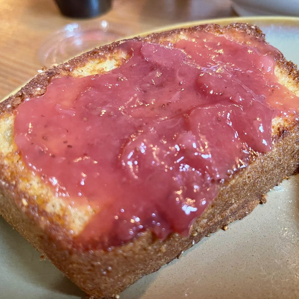 Strawberry Fair Restaurant - Grilled Cornbread schmeared with strawberry jam - Breakfast & Brunch Near Me - Norwell, Massachusetts