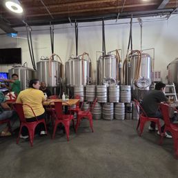 Brew tanks in tasting room. Brew tanks in tasting room.