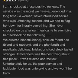 Other customers reviews saying the same thing I'm saying about this horrible disrespectful woman server and service that they had. Other customers reviews saying the same thing I'm saying about this horrible disrespectful woman server and service that they had.