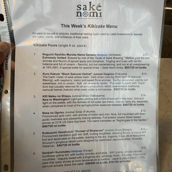 Saké Nomi - a menu for a meal - Beer, Wine & Spirits Near Me - Seattle, Washington Saké Nomi - a menu for a meal - Beer, Wine & Spirits Near Me - Seattle, Washington