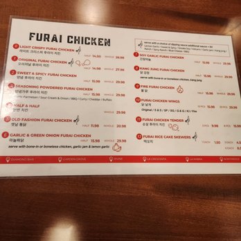 Furai Chicken - Menu 3/27/2023 - Korean Near Me - Garden Grove, California Furai Chicken - Menu 3/27/2023 - Korean Near Me - Garden Grove, California
