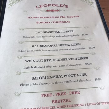 Leopold's - Happy Hour menu - German Near Me - San Francisco, California