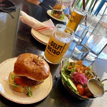 The Delft Bistro - Falafel Slider with the Delt Salad and a cold Blood Orange Haze beer - New American Near Me - Marquette, Michigan The Delft Bistro - Falafel Slider with the Delt Salad and a cold Blood Orange Haze beer - New American Near Me - Marquette, Michigan