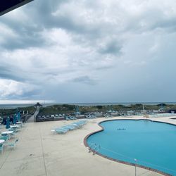 The Oceanfront Grille - View! Note that the entire restaurant is essentially on a deck ... we had a thunderstorm roll in which made for an interesting dinner