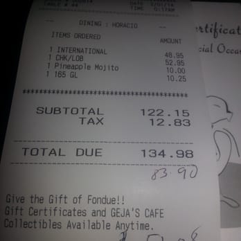 Geja's Cafe - The bill with Groupon discount, you order what you want and they deduct the discount from the total. - Fondue Near Me - Chicago, Illinois