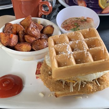 Vic's - The waffle chicken sandwich! The gravy is so good! - Breakfast & Brunch Near Me - Martinez, California