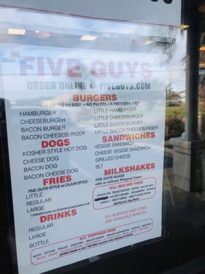 Menu photo 1 Five Guys Virginia Beach, VA