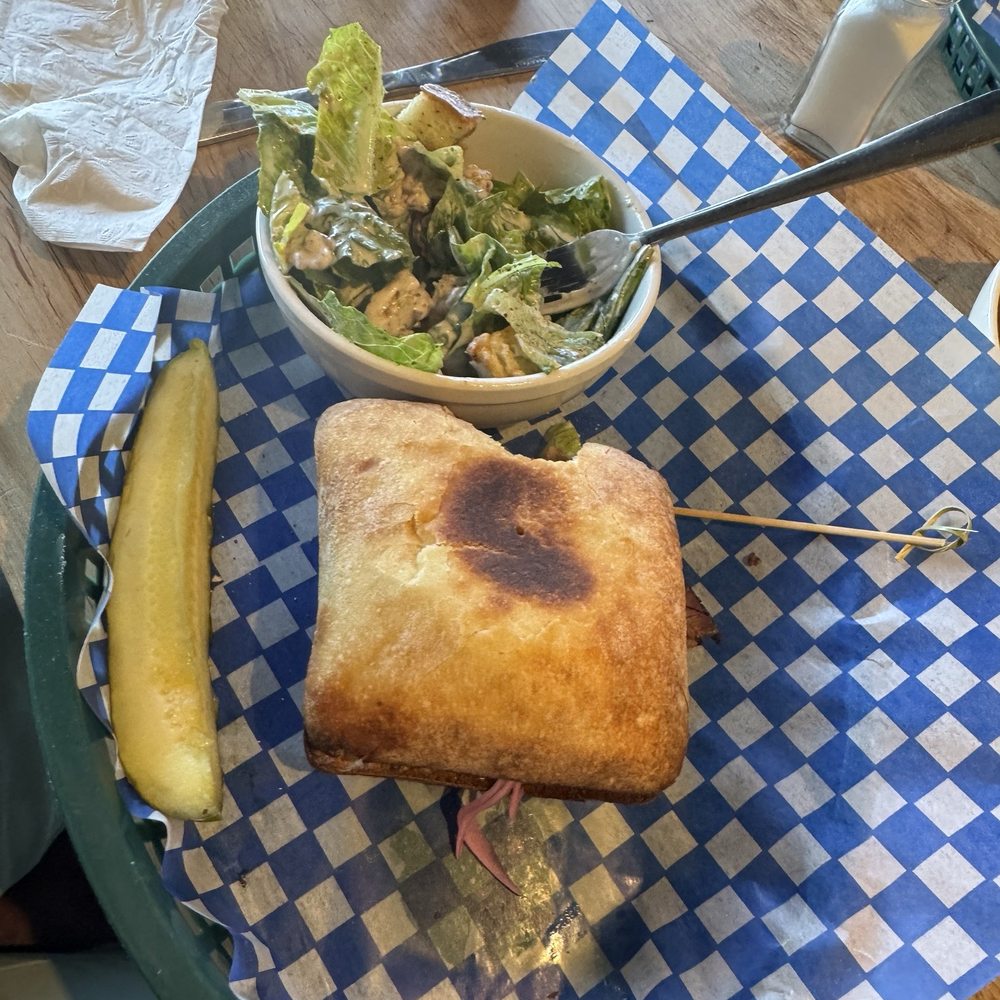 Oldman River Brewing - Brisket sandwich with Cesar salad - Burgers Near Me - Lundbreck, Alberta
