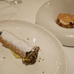 BlancItalia - Pistachio cannoli and a mango sorbet
