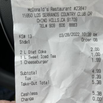 McDonald's - One food item. ONE. Like an underhand pitch to an MLB player. - Fast Food Near Me - Chino Hills, California