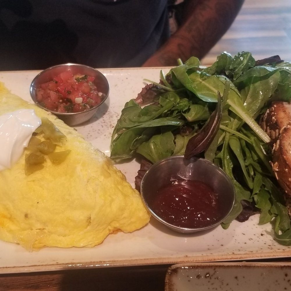 First Watch - Chile Chorizo Omelette with greens (salad) - Breakfast & Brunch Near Me - Riverview, Florida