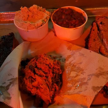 Hometown Bar-B-Que - Our haul- spare ribs, pulled pork, brisket, potato salad, and beans. - Barbeque Near Me - Brooklyn, New York