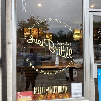 Natasha's Just Brittle - Window signage - Candy Stores Near Me - Baltimore, Maryland Natasha's Just Brittle - Window signage - Candy Stores Near Me - Baltimore, Maryland