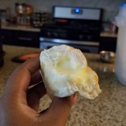 The inside of the bavarian cream bun The inside of the bavarian cream bun