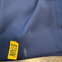 White Way - milk spot I specifically told them about upon bringing it in... this is AFTER I picked up the "cleaned" suit