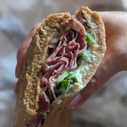 Firehouse Subs - Cross-section of my medium New York steamer (with cucumber and no deli mustard)