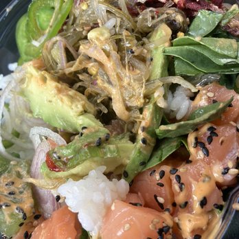 Raleigh Raw Juice Bar & Cafe - Salmon Poke Rice Bowl - Juice Bars & Smoothies Near Me - Raleigh, North Carolina