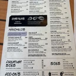 Menu- great seafood! Menu- great seafood!