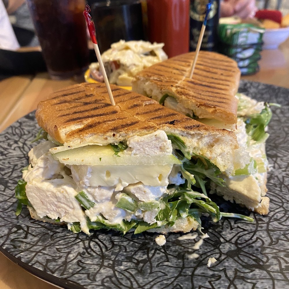 Jane's Cafe on 3rd - Chicken salad panini -- best thing ever with grilled chicken, Brie cheese, sliced green apple, arugula - Breakfast & Brunch Near Me - Naples, Florida