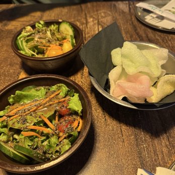 StoneAge - House Salad & Shrimp Chips - Korean Near Me - Katy, Texas