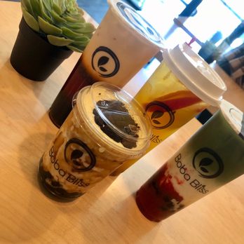 Boba Bliss - Strawberry matcha on the far right! - Bubble Tea Near Me - Dublin, California