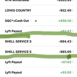 Shell - The extra charge I was charged confirmed by the lyft direct bank .