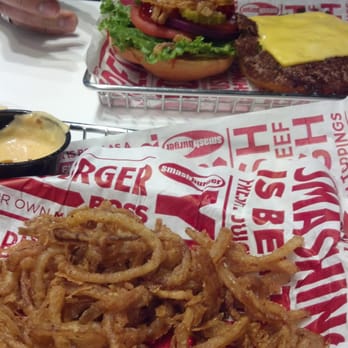 Smashburger - Classic burger and onion rings.. rings were soggy - Burgers Near Me - New Hyde Park, New York