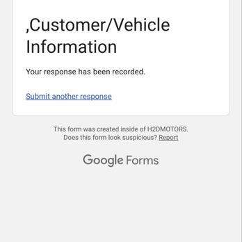 H2D Motors - Confirmation appointment page - Auto Repair Near Me - Huntington Beach, California