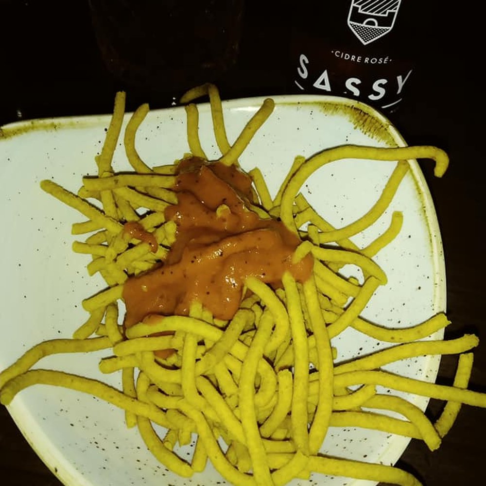 Crazyweed Kitchen - Complementary chickpea snacks with a spicy sauce - Asian Fusion Near Me - Canmore, Alberta Crazyweed Kitchen - Complementary chickpea snacks with a spicy sauce - Asian Fusion Near Me - Canmore, Alberta