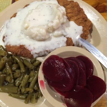 Lamberts Cafe - Chicken fried steak with beans and beets - American Near Me - Sikeston, Missouri