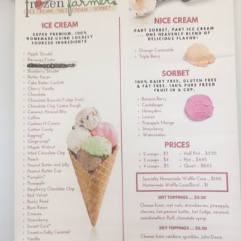 The Frozen Farmer - Menu - Ice Cream & Frozen Yogurt Near Me - Bridgeville, Delaware The Frozen Farmer - Menu - Ice Cream & Frozen Yogurt Near Me - Bridgeville, Delaware