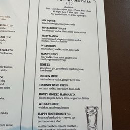 Happy hour menu Happy hour menu