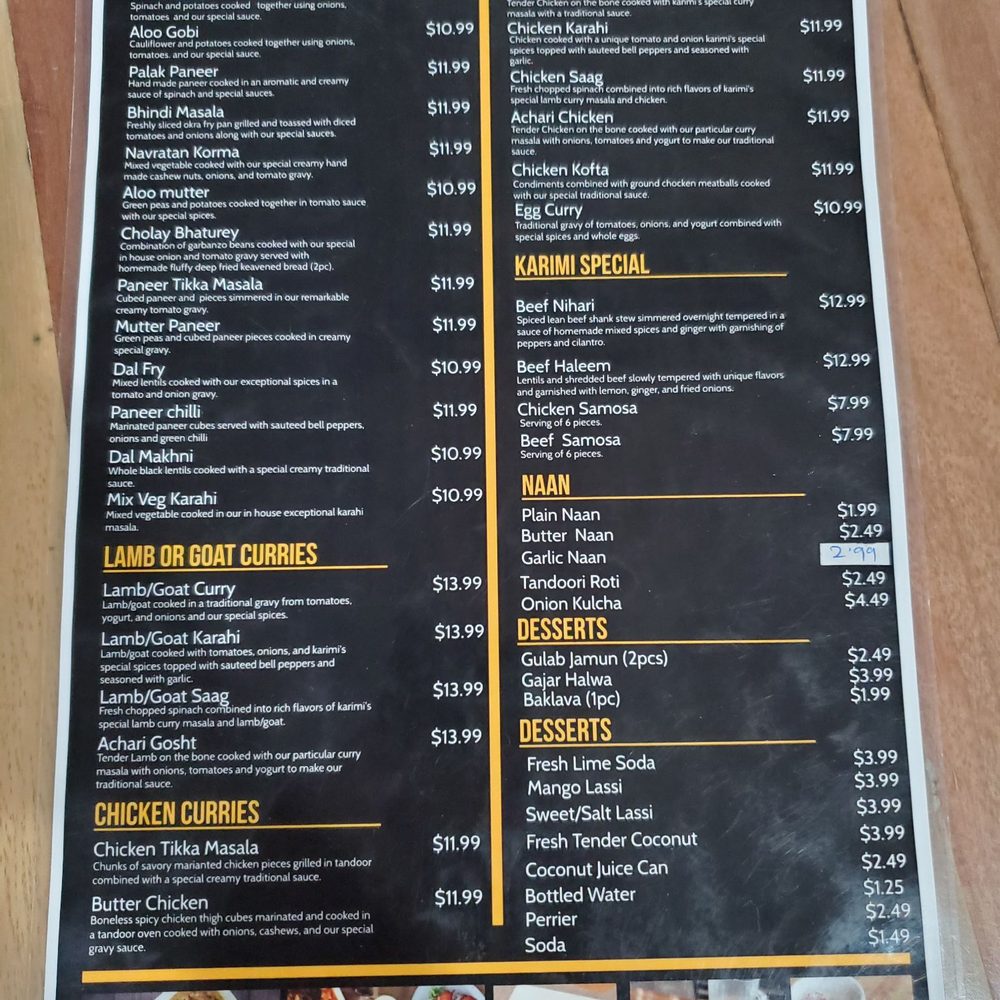 Karimi Restaurant - Menu - Indian Near Me - San Jose, California Karimi Restaurant - Menu - Indian Near Me - San Jose, California