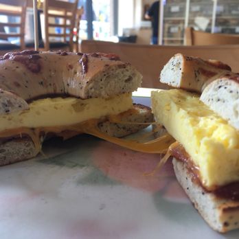 5th Ave Bagelry - Bacon, egg and cheese on an asiago 2 - Bagels Near Me - Long Beach, California 5th Ave Bagelry - Bacon, egg and cheese on an asiago 2 - Bagels Near Me - Long Beach, California