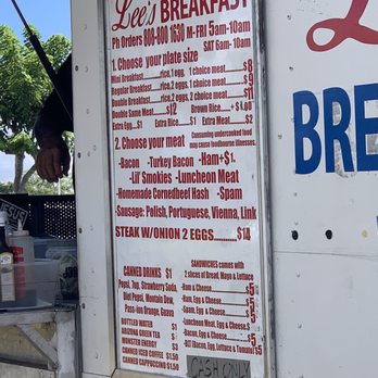 Lee's Breakfast - Menu as of 7/24/22 - Food Trucks Near Me - Waipahu, Hawaii