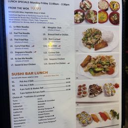 Lunch special menu