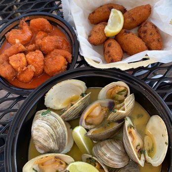 Bossa Fish - CLAMS IN WHITE WINE, FRIED BUFFALO SHRIMP, SALT COD CROQUETTES - Seafood Near Me - Elizabeth, New Jersey Bossa Fish - CLAMS IN WHITE WINE, FRIED BUFFALO SHRIMP, SALT COD CROQUETTES - Seafood Near Me - Elizabeth, New Jersey