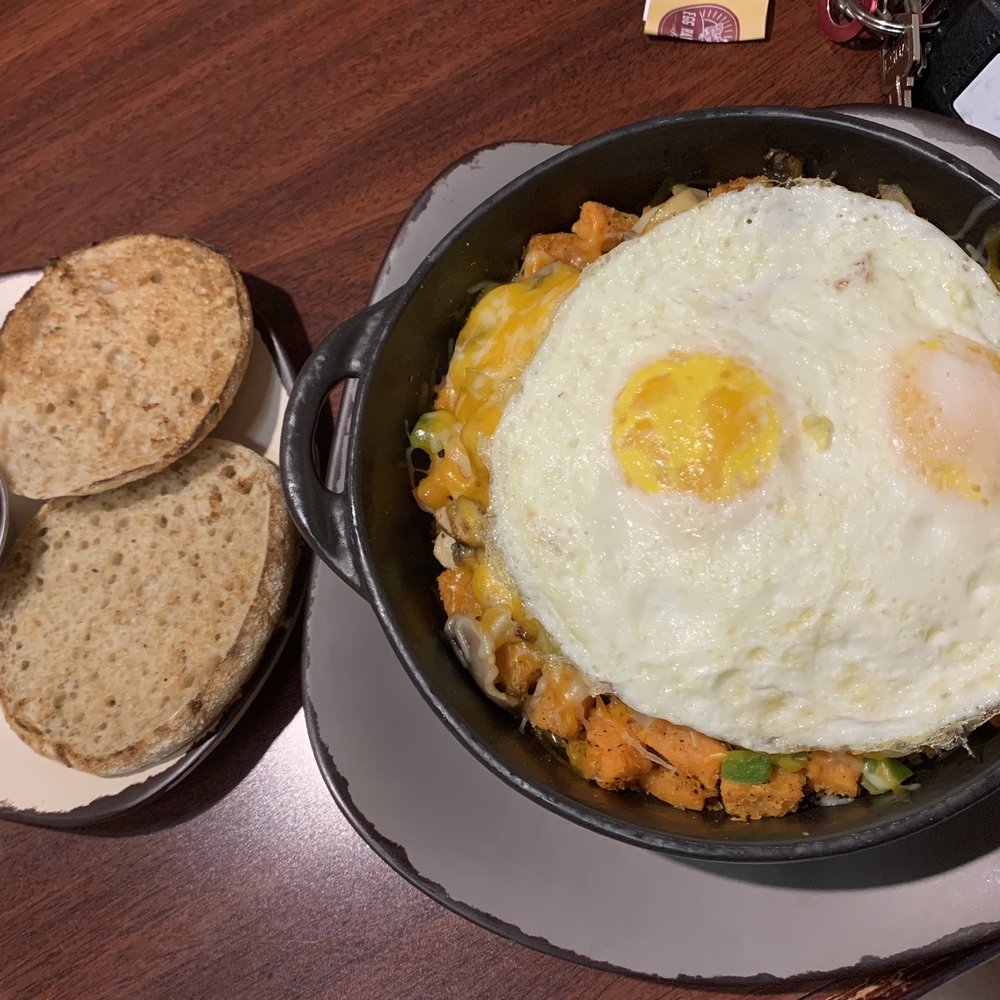 Egg Harbor Café - The Ultimate Skillet w sweet potatoes a whole wheat English muffin. - Breakfast & Brunch Near Me - Atlanta, Georgia Egg Harbor Café - The Ultimate Skillet w sweet potatoes a whole wheat English muffin. - Breakfast & Brunch Near Me - Atlanta, Georgia