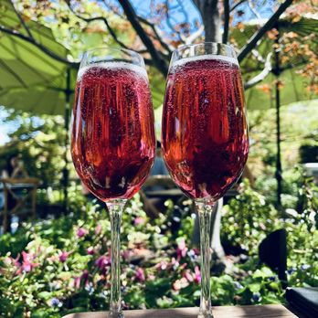 High Hand Cafe - Hibiscus sparklers - hibiscus flowers and champagne - New American Near Me - Loomis, California High Hand Cafe - Hibiscus sparklers - hibiscus flowers and champagne - New American Near Me - Loomis, California