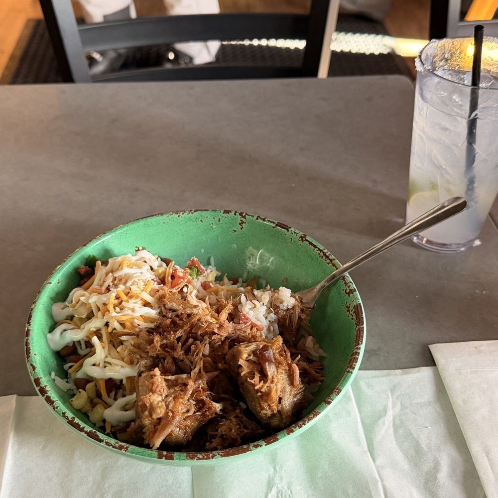 Los Locos - Carnitas burrito bowl with house marg - Tacos Near Me - Steamboat Springs, Colorado Los Locos - Carnitas burrito bowl with house marg - Tacos Near Me - Steamboat Springs, Colorado