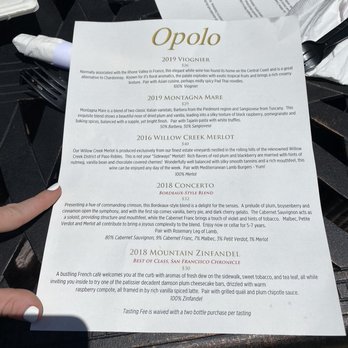 Opolo Vineyards - Tasting menu - Wineries Near Me - Paso Robles, California Opolo Vineyards - Tasting menu - Wineries Near Me - Paso Robles, California