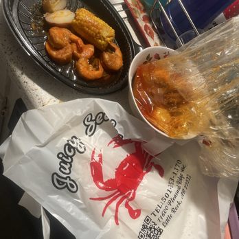 Juicy Seafood - Headless Shrimp,Potatoes,Corn & a Boiled Egg! Get in my Belly!!! DELICIOUS - Seafood Near Me - Little Rock, Arkansas