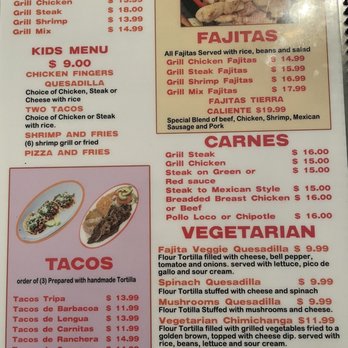 Tierra Caliente - Menu - Mexican Near Me - Byhalia, Mississippi