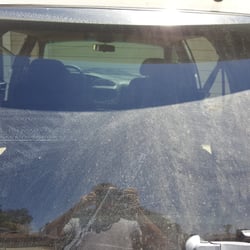 Chevron - Picture of the still dirty rear window as an example of their horrible car wash!